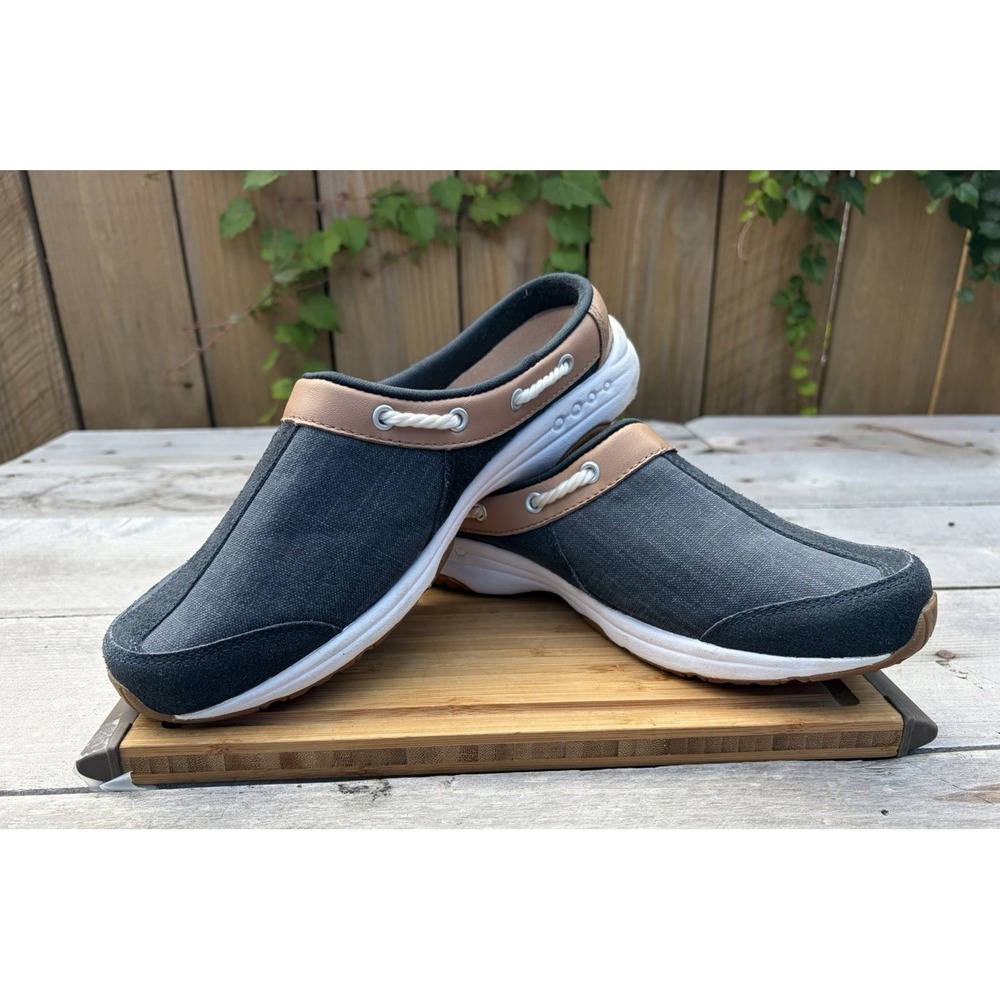 Easy Spirit Travelport Nautical Mule Walking Sneaker Navy Dark Blue Suede Sz 8M
